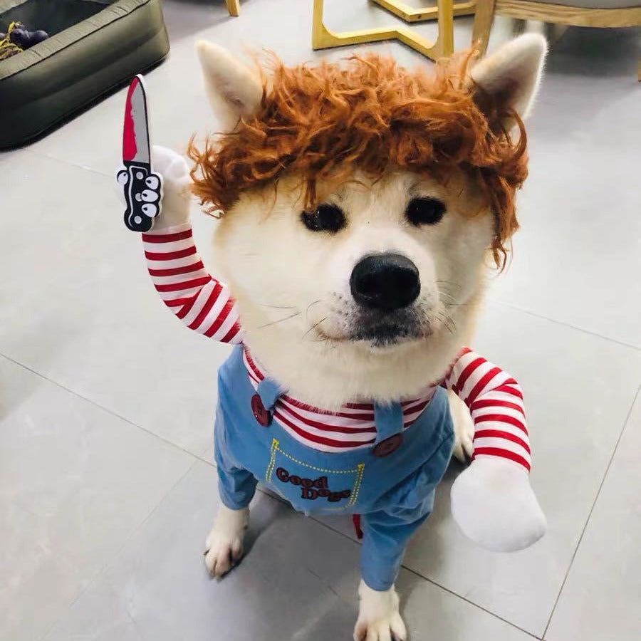 Halloween knife deadly doll small and medium-sized dog funny transformation