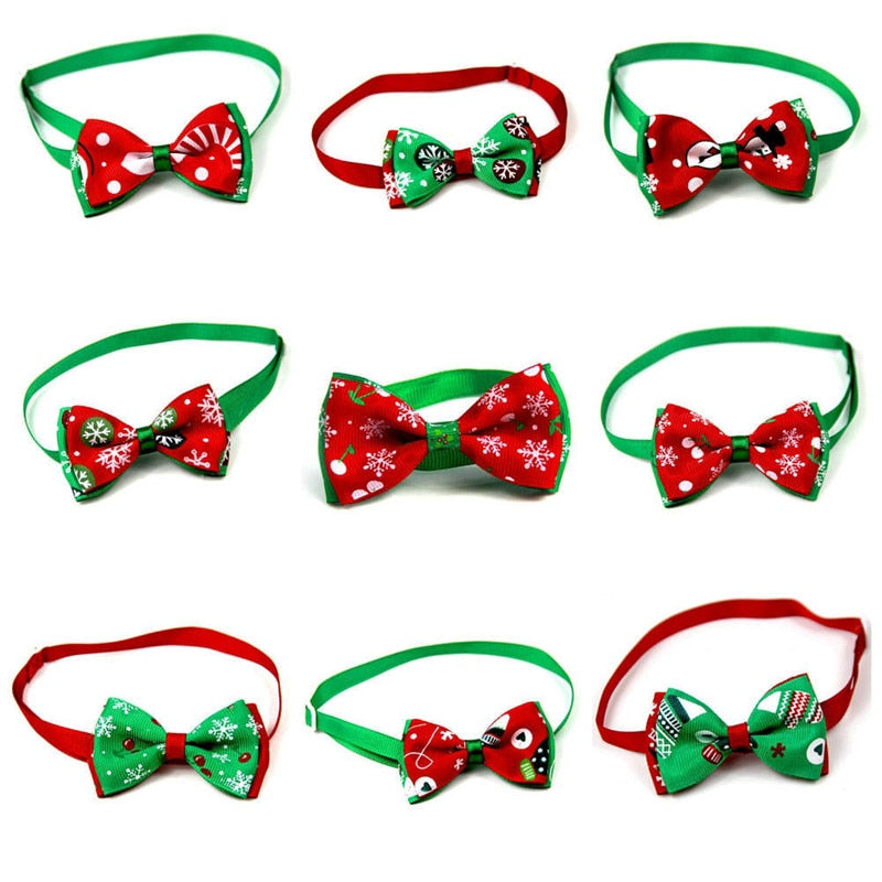 Christmas Holiday Pet Cat Dog Collar Bow Tie Adjustable Neck Strap Cat Dog Grooming Accessories Pet Product Supplies Christmas