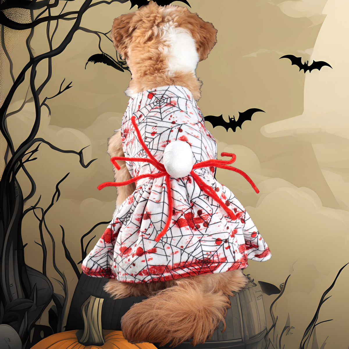 Halloween Pet Dog Dress Four-Legged Clothing Horror Bloody Spider Small Dog Costume Factory Direct Sales Drop Shipping