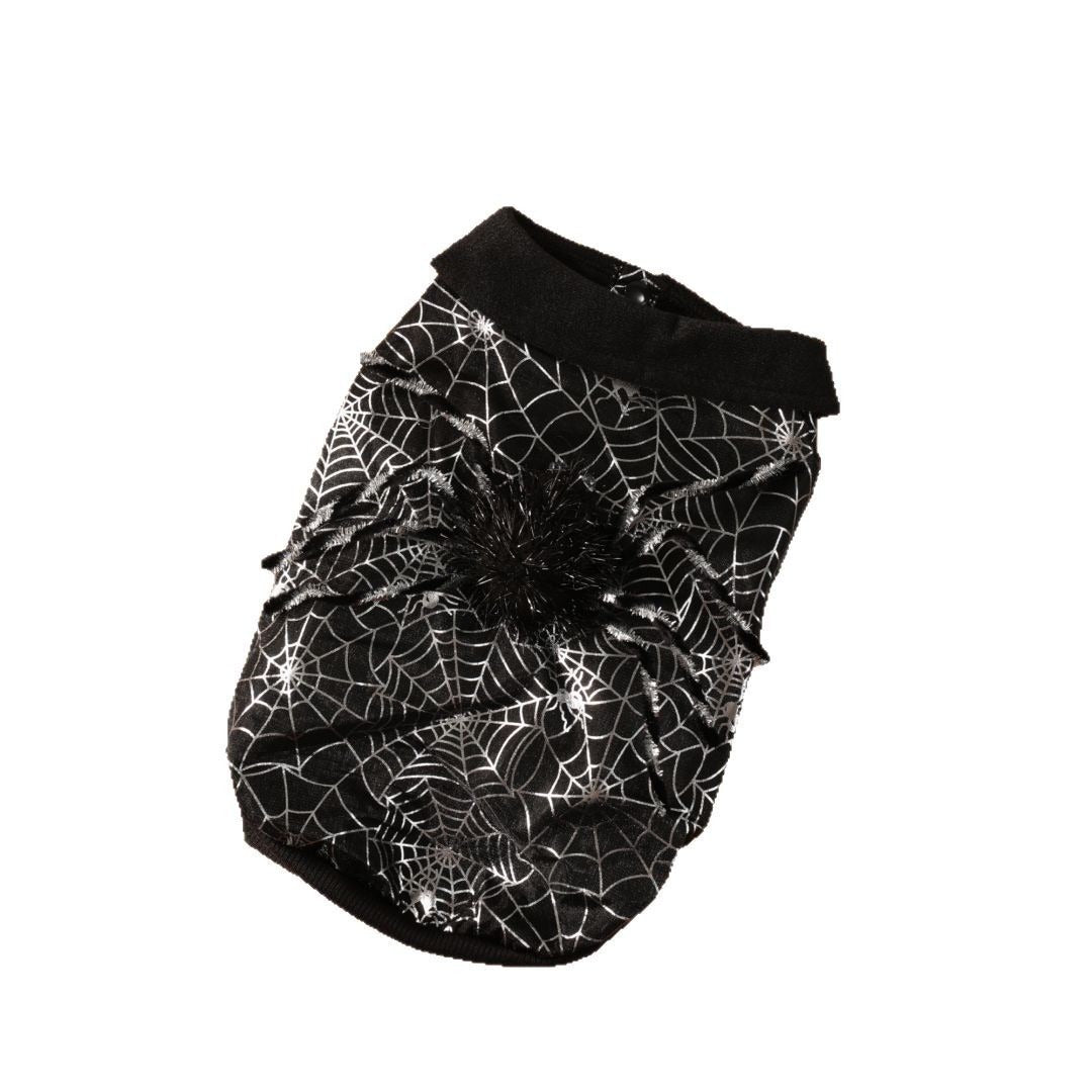 Pet Halloween Spiderweb Costume Decorative Clothing for Dogs, Black Dog Coat Outdoor Decoration