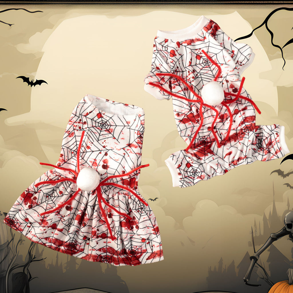 Halloween Pet Dog Dress Four-Legged Clothing Horror Bloody Spider Small Dog Costume Factory Direct Sales Drop Shipping