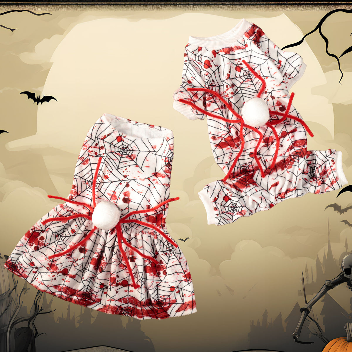 Halloween Pet Dog Dress Four-Legged Clothing Horror Bloody Spider Small Dog Costume Factory Direct Sales Drop Shipping