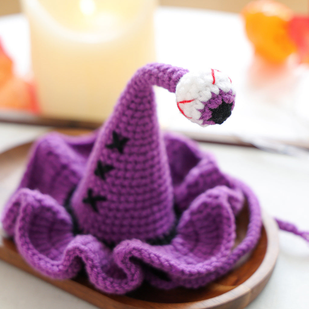 Pet Hat for Dogs and Cats, Halloween Funny Wizard Knitted Hat, Cute Festival Costume Accessory
