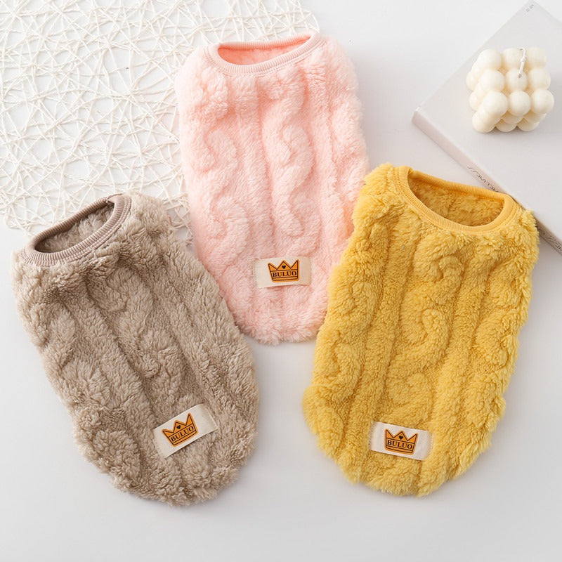 Autumn and Winter New Pet Clothes Dog Warm Cotton Jacket Vest Double Sided Velvet Vest Teddy Bears Cat Clothes