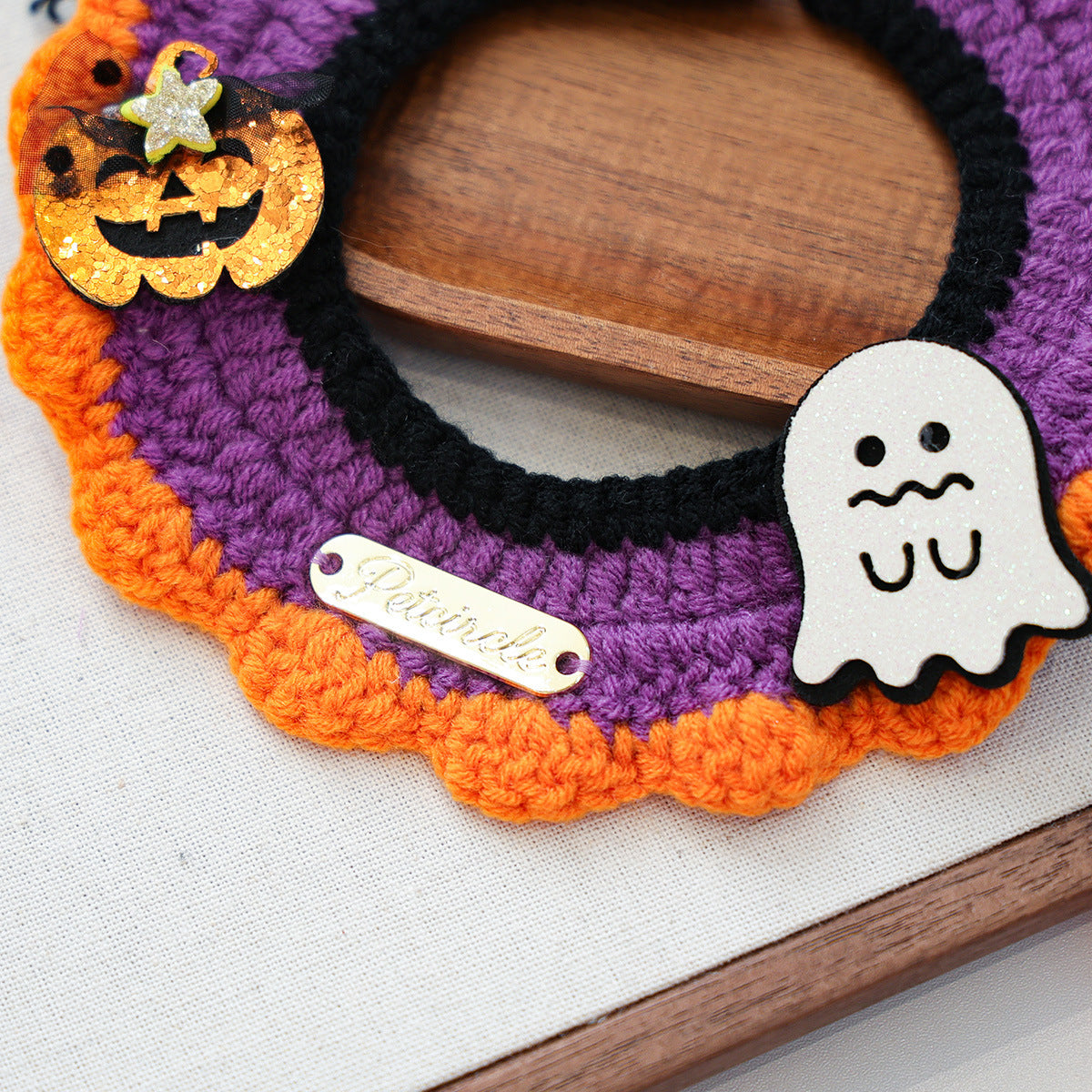 Halloween Pet Cat Dog Bandana Cute Cartoon Knit Scarf Pet Accessory Small Dog Bib