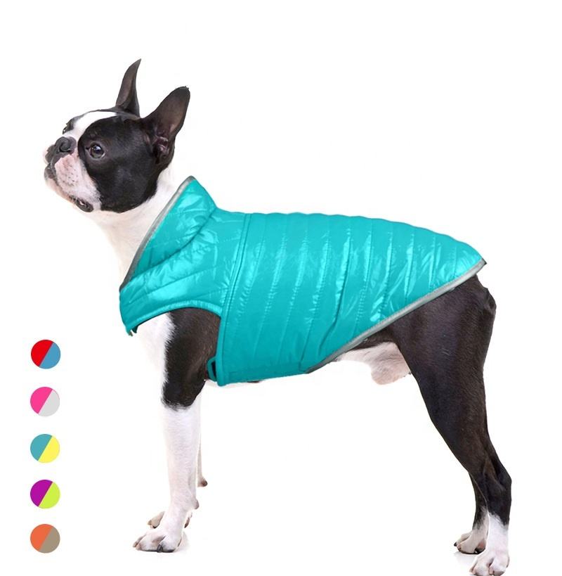 Pet Clothes Dog Clothes Light Weight Double-sided Cotton Coat Contrasting Color Reflective Small and Medium-Sized Dog Clothes