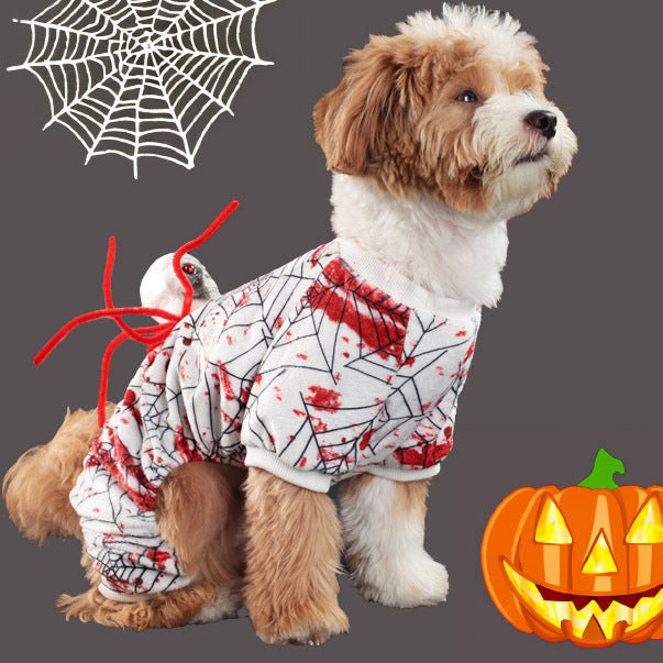 Halloween Pet Dog Dress Four-Legged Clothing Horror Bloody Spider Small Dog Costume Factory Direct Sales Drop Shipping