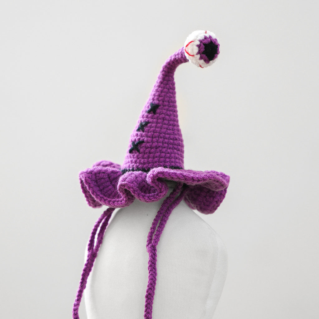 Pet Hat for Dogs and Cats, Halloween Funny Wizard Knitted Hat, Cute Festival Costume Accessory