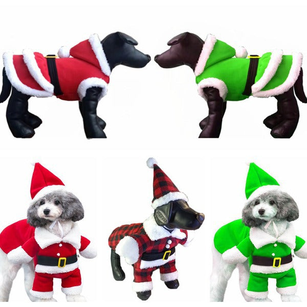 Pet clothing with plush dog clothing small dog clothing for autumn and winter Santa Claus clothing cat clothing