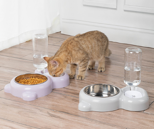 Stainless steel multi-purpose dog and cat bowl with water bottle