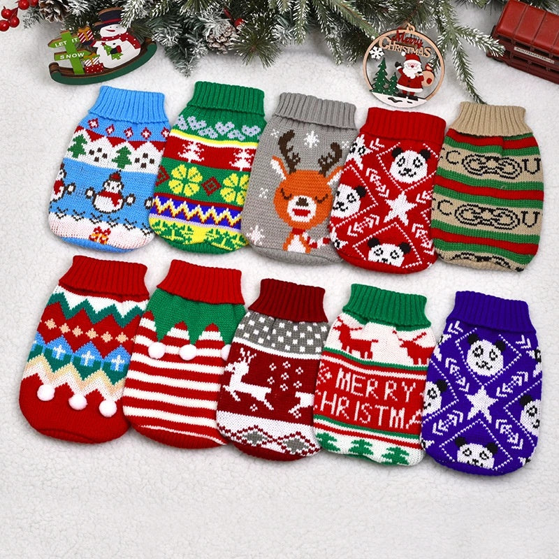 Pet clothes for autumn and winter warm knit Christmas teddy cat sweaters cat and dog clothing
