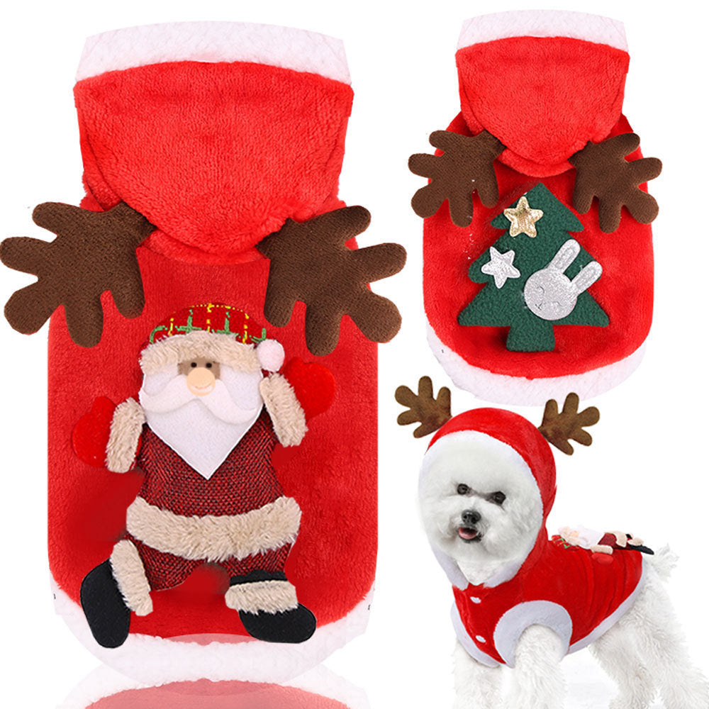 Pet Christmas clothing flannel autumn and winter warm pet dog cat clothing reindeer clothing Christmas