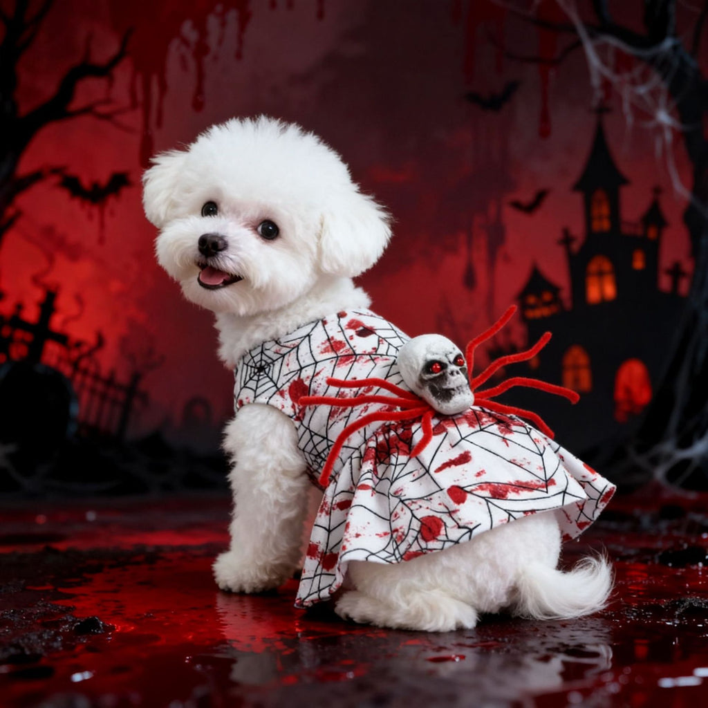 New Halloween Pet Dog Dress Four-Legged Costume Bloody Spider Design for Small Dogs Factory Direct