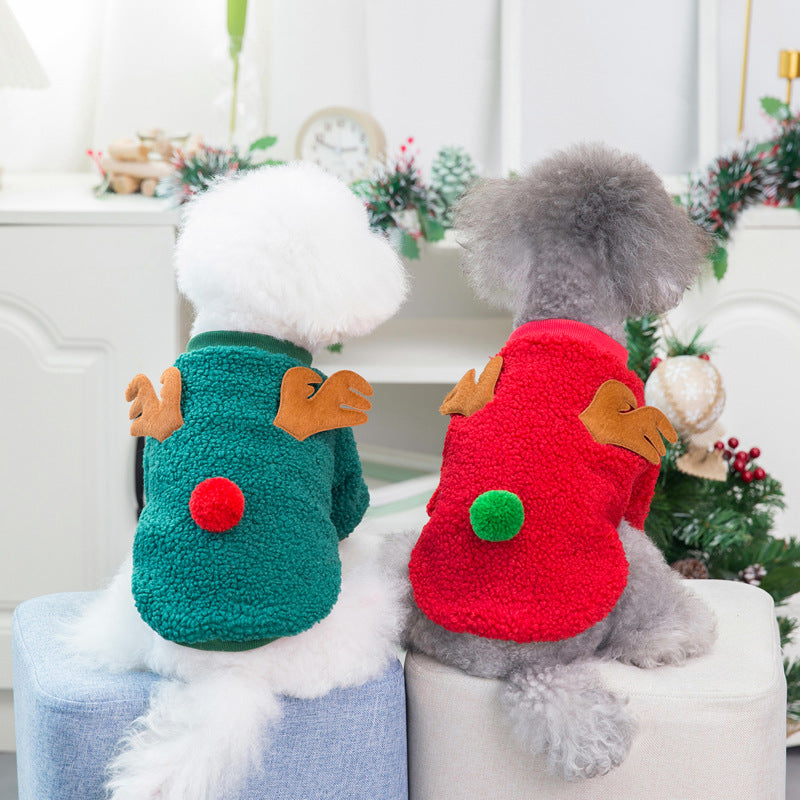 Dog Clothes Autumn/Winter Pet Clothes Teddy Small Dog Pet Clothes Winter 21 Christmas Tree Velvet Clothes