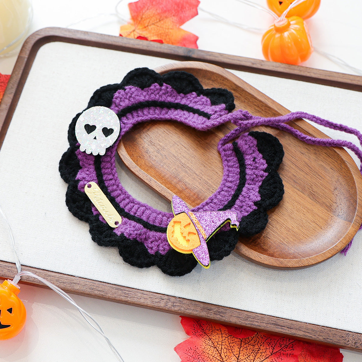 Halloween Pet Cat Dog Bandana Cute Cartoon Knit Scarf Pet Accessory Small Dog Bib