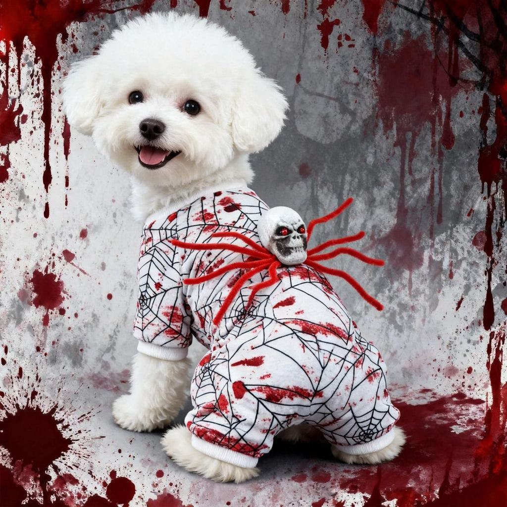 New Halloween Pet Dog Dress Four-Legged Costume Bloody Spider Design for Small Dogs Factory Direct