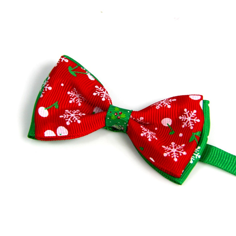 Christmas Holiday Pet Cat Dog Collar Bow Tie Adjustable Neck Strap Cat Dog Grooming Accessories Pet Product Supplies Christmas