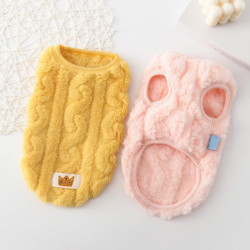 Autumn and Winter New Pet Clothes Dog Warm Cotton Jacket Vest Double Sided Velvet Vest Teddy Bears Cat Clothes
