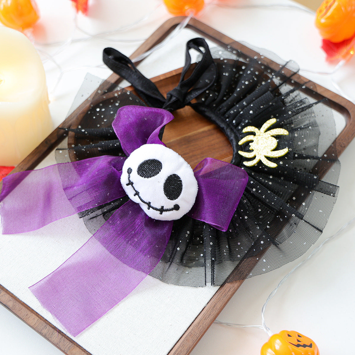 Pet Cat Dog Saliva Bib Halloween Wizard Pumpkin Gauze Neck Scarf Small Dog Accessory