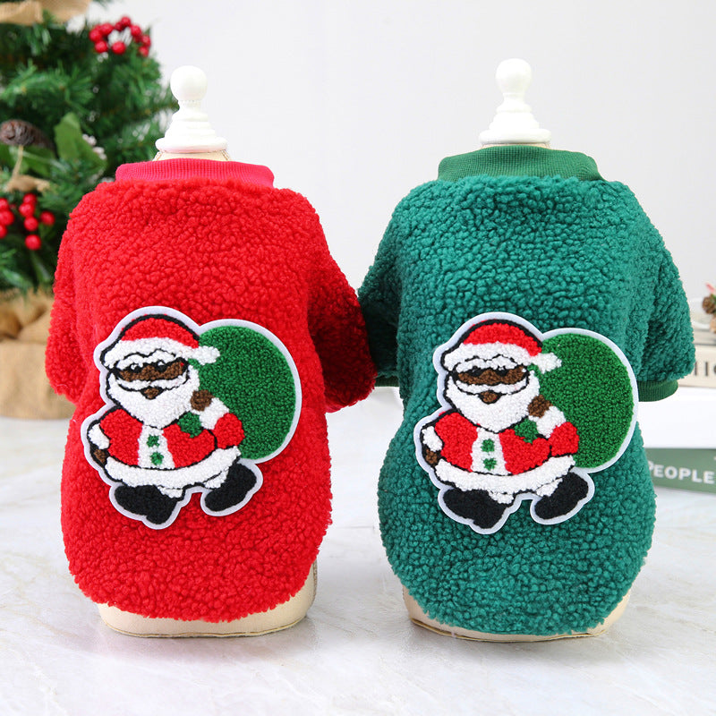 Dog Clothes Autumn/Winter Pet Clothes Teddy Small Dog Pet Clothes Winter 21 Christmas Tree Velvet Clothes