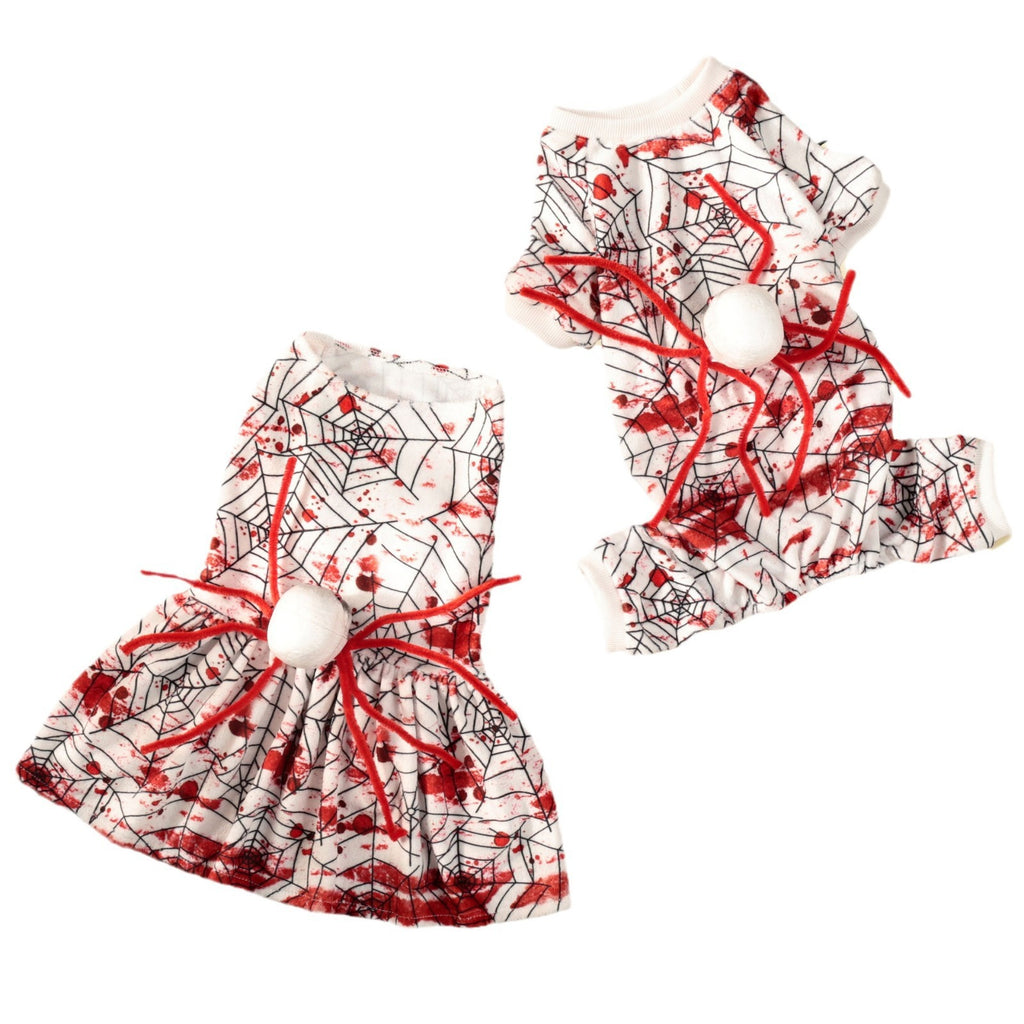 New Halloween Pet Dog Dress Four-Legged Costume Bloody Spider Design for Small Dogs Factory Direct