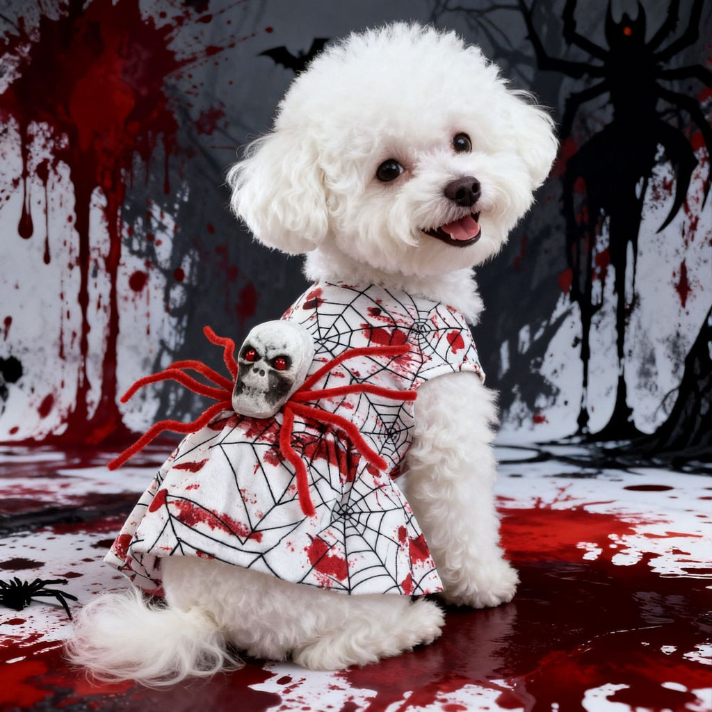 New Halloween Pet Dog Dress Four-Legged Costume Bloody Spider Design for Small Dogs Factory Direct
