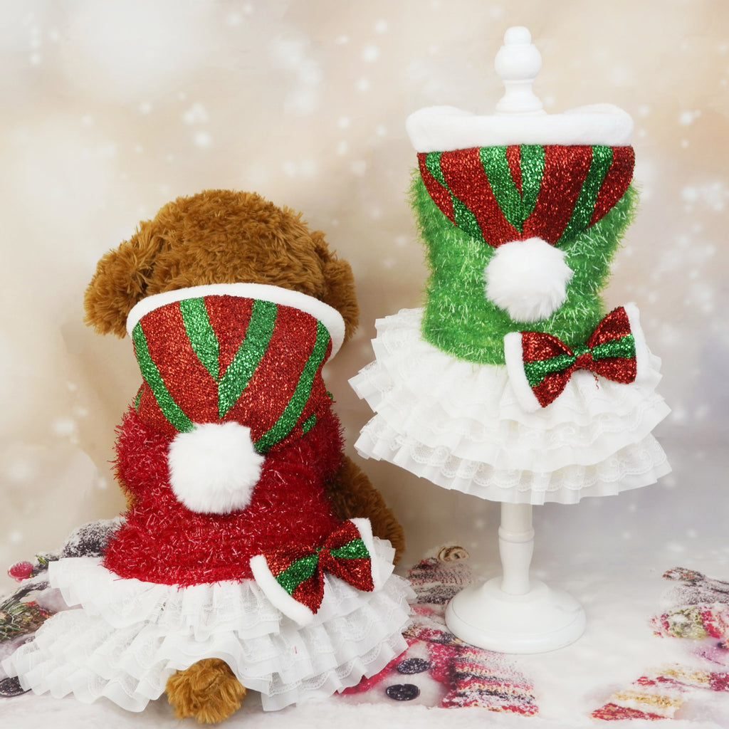 Christmas Cross border Pet Dog Clothes Christmas Party Holiday Atmosphere Hooded Cake Skirt