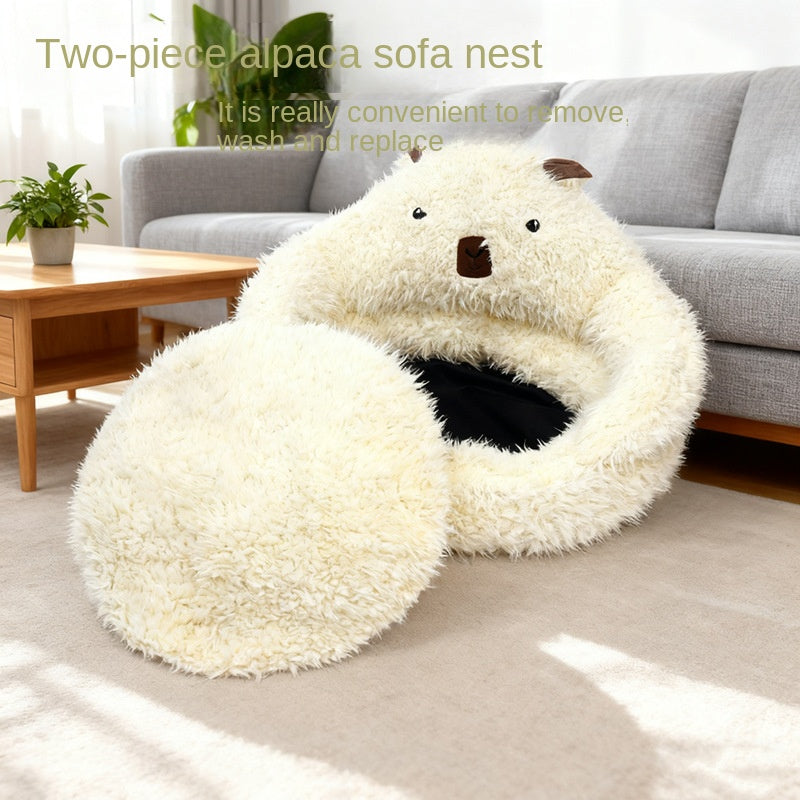 Dog House Winter Warm Dog Bed Semi-Enclosed Dog Cage Pet Pad Pet Dog Bed Removable Washable Cat Bed Dog Cage