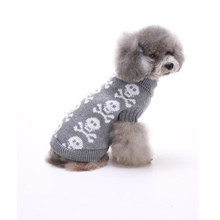New Autumn And Winter Small Skull Head Personality Halloween Pet Sweater Pet Clothing Cat And Dog Clothes