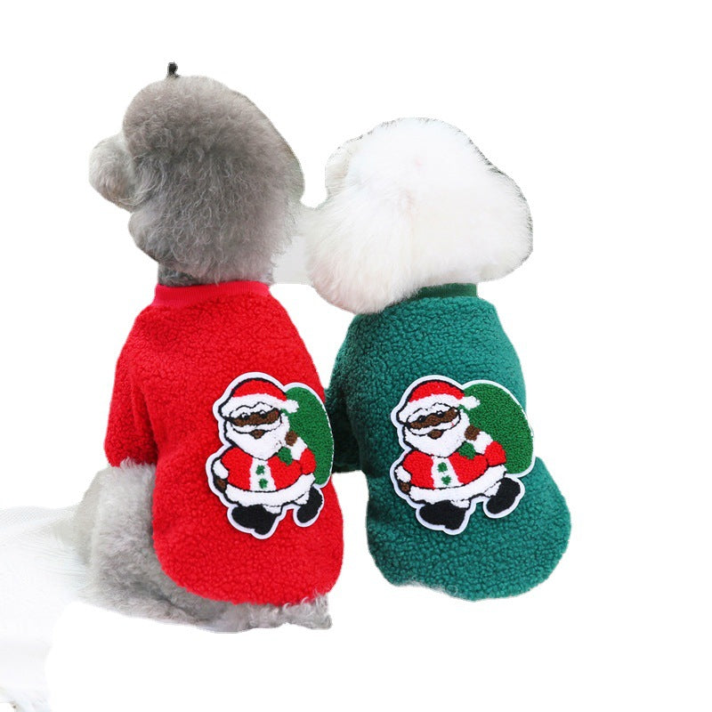 Dog Clothes Autumn/Winter Pet Clothes Teddy Small Dog Pet Clothes Winter 21 Christmas Tree Velvet Clothes