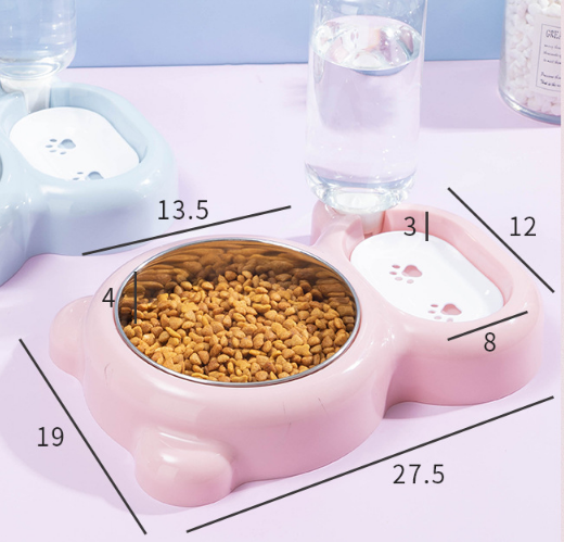 Stainless steel multi-purpose dog and cat bowl with water bottle