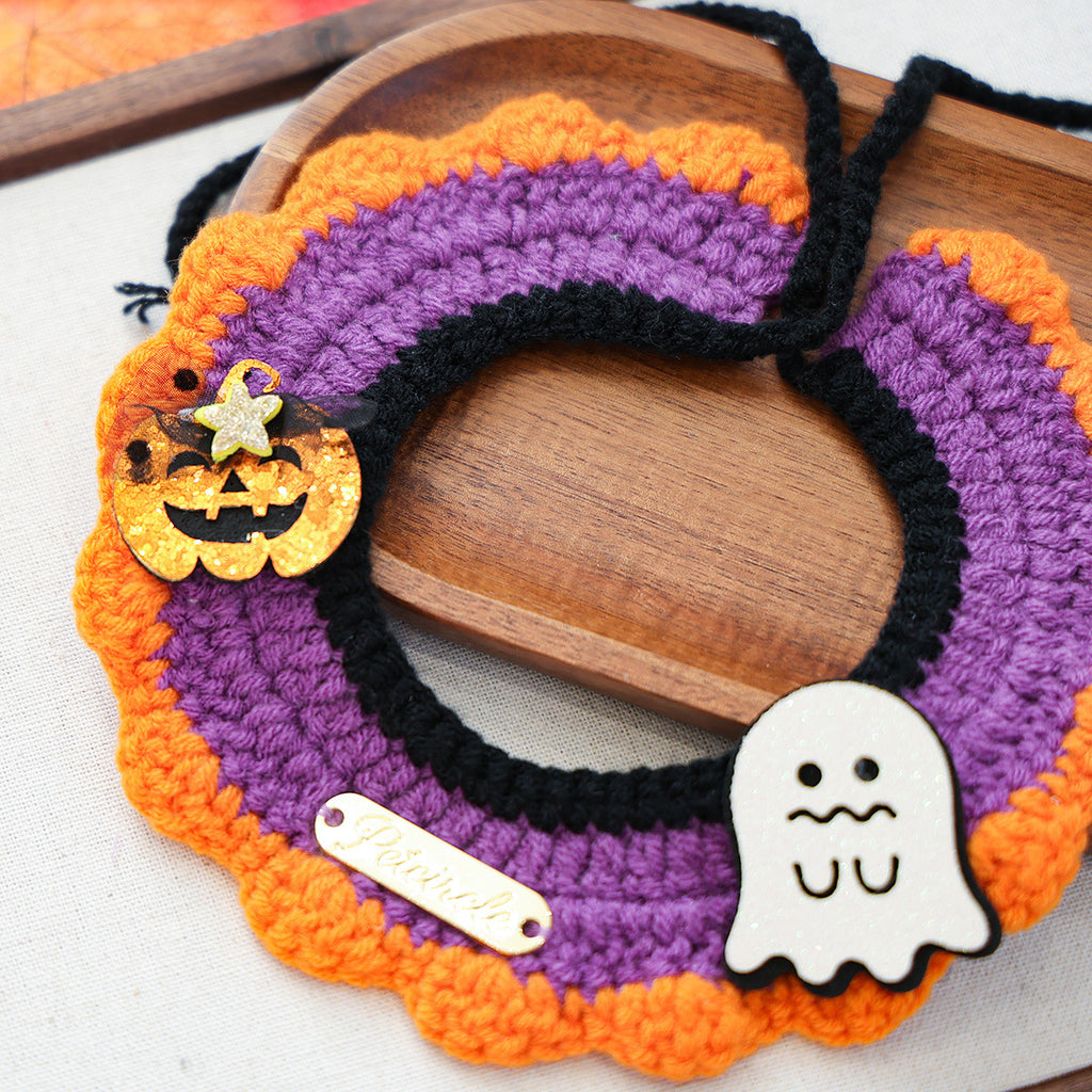 Halloween Pet Cat Dog Bandana Cute Cartoon Knit Scarf Pet Accessory Small Dog Bib