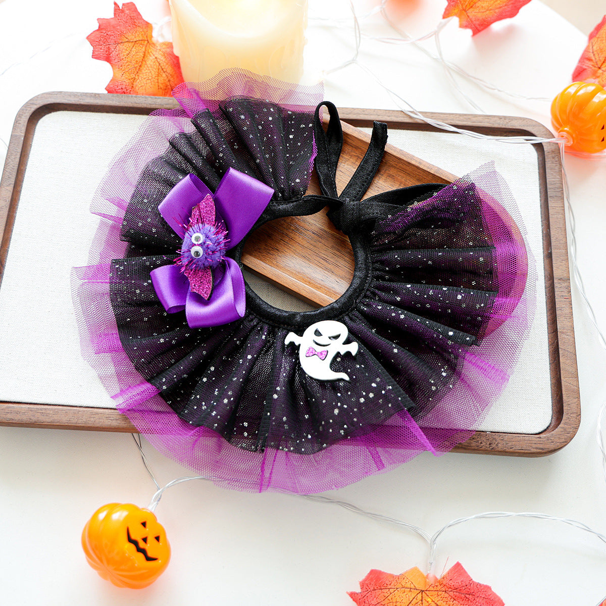 Pet Cat Dog Saliva Bib Halloween Wizard Pumpkin Gauze Neck Scarf Small Dog Accessory
