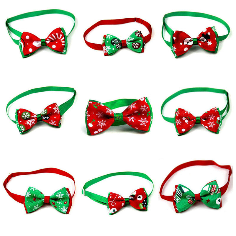 Christmas Holiday Pet Cat Dog Collar Bow Tie Adjustable Neck Strap Cat Dog Grooming Accessories Pet Product Supplies Christmas