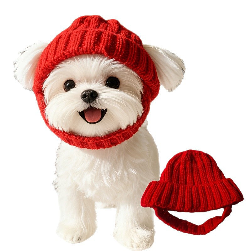 Autumn and Winter Warm and Windproof Halloween Knitted Fighting Dog Hat