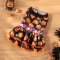 New Halloween Pet Dog Clothes for Medium and Small Dogs, Pumpkin Lace Dress