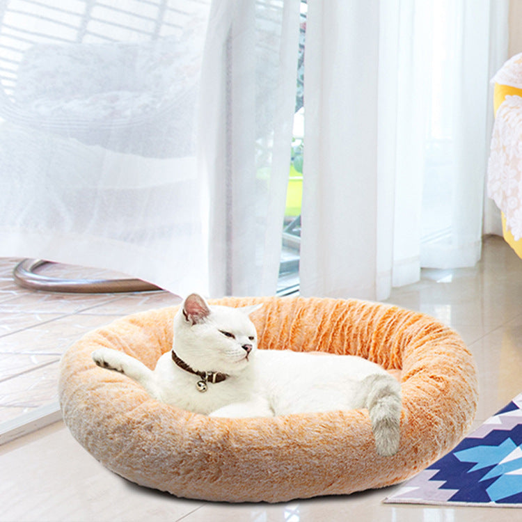 55*55 cm Colorful Dog Kennel Cat Kennel Pet Bed Round Plush Winter Dog Pad Cat Pad Small And Medium Dogs