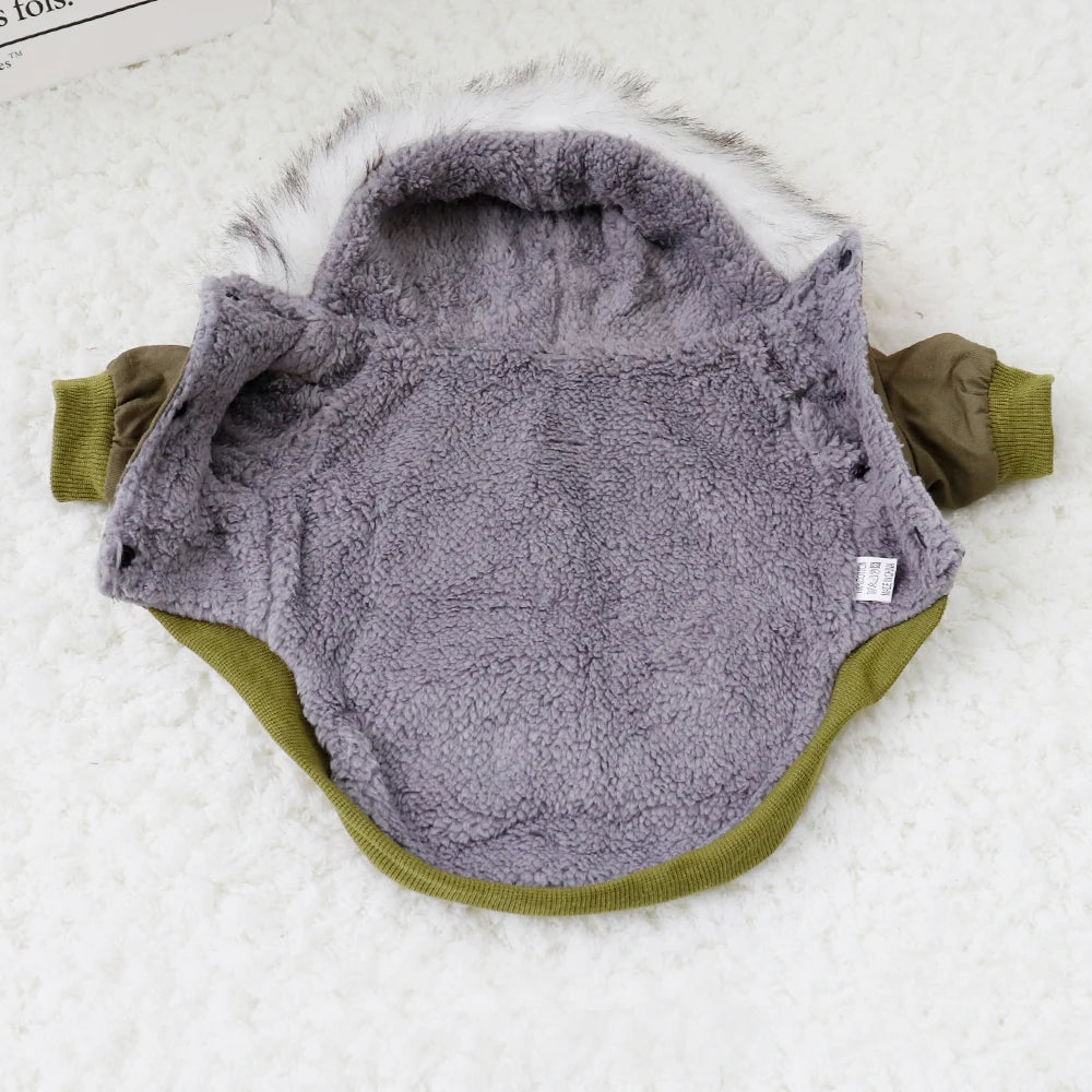 Winter Dog Clothes for Small Dogs Warm Dog Coat Jacket French Bulldog Clothes Hooded Coat Pet Puppy Cloting Fleece Padded Outfit