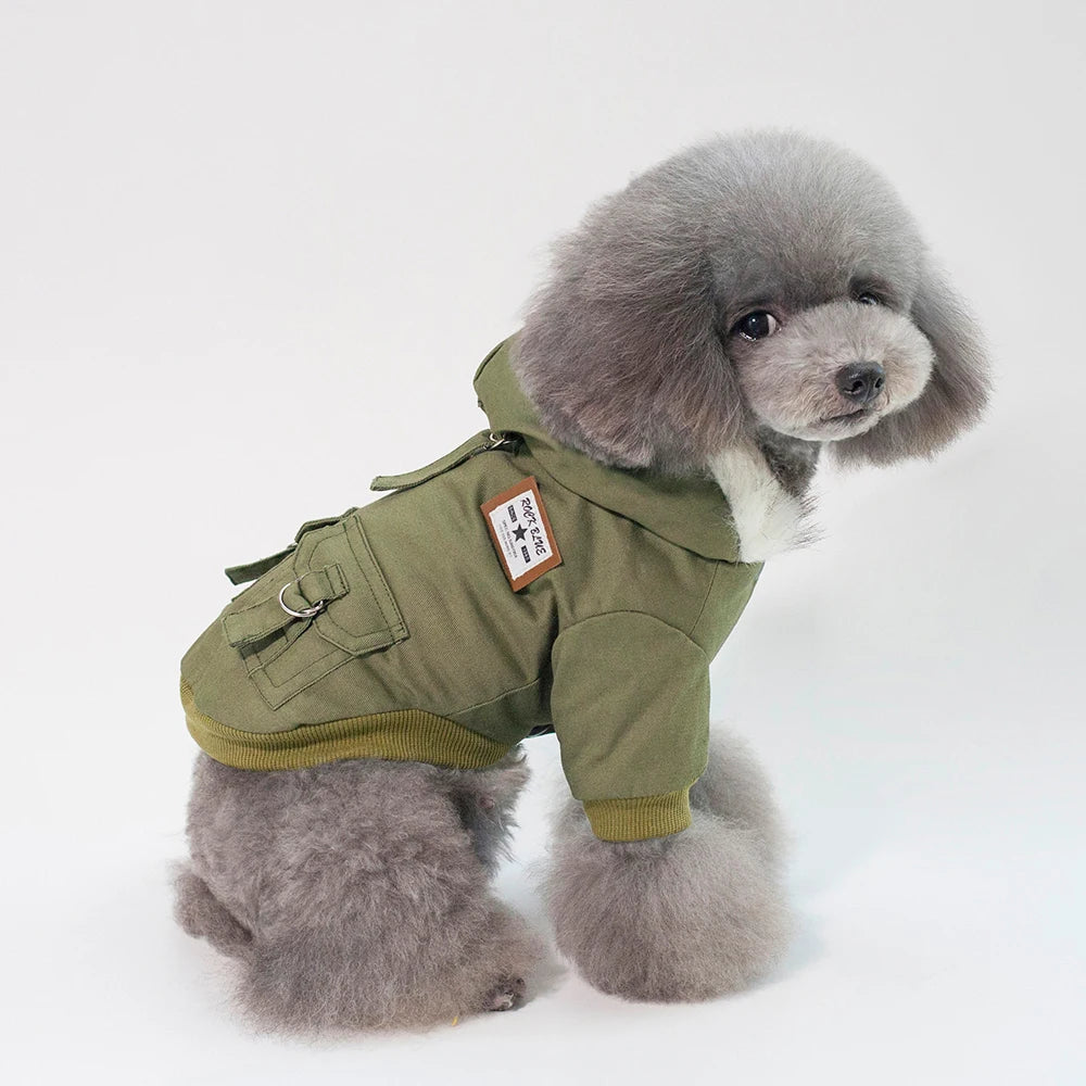 Winter Dog Clothes for Small Dogs Warm Dog Coat Jacket French Bulldog Clothes Hooded Coat Pet Puppy Cloting Fleece Padded Outfit