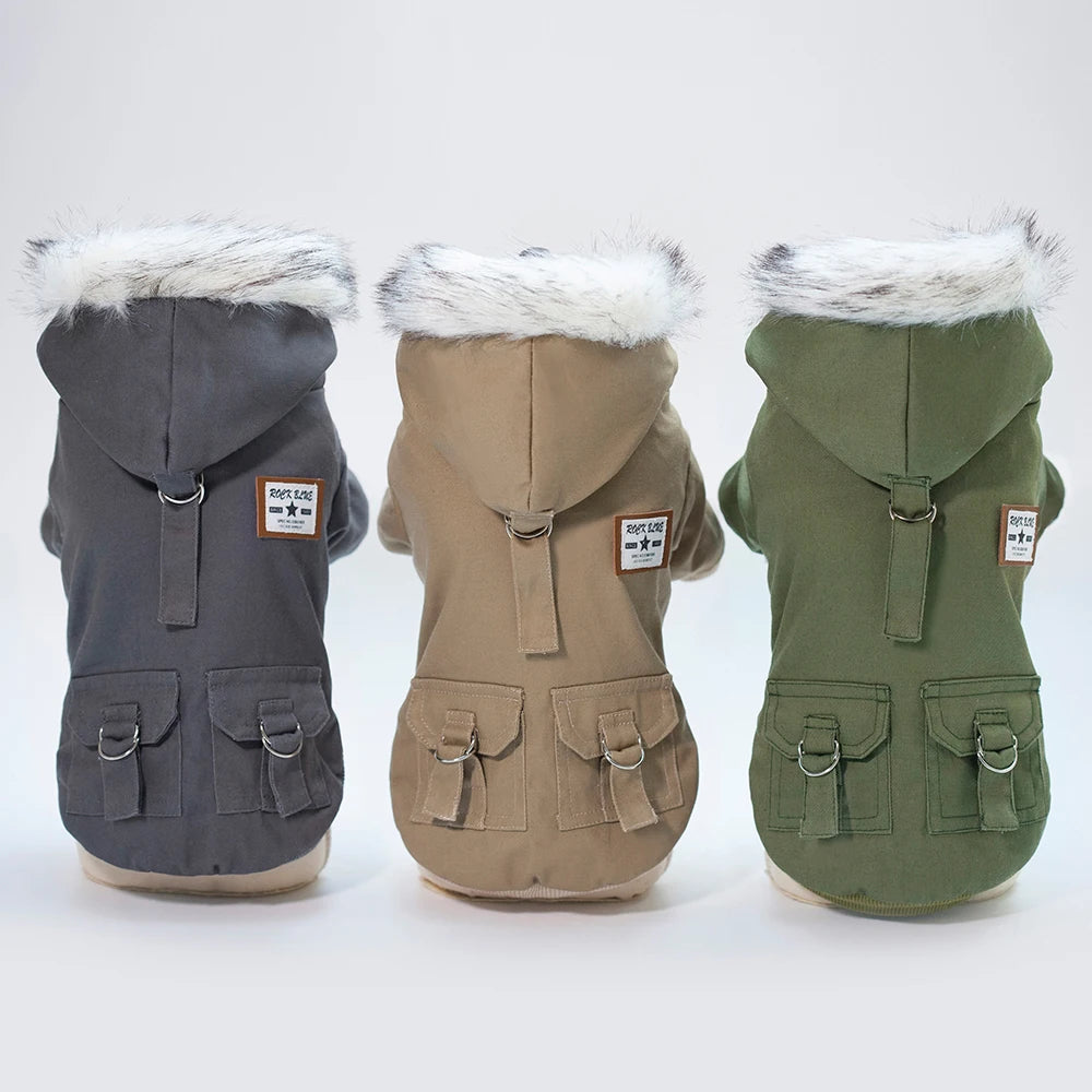 Winter Dog Clothes for Small Dogs Warm Dog Coat Jacket French Bulldog Clothes Hooded Coat Pet Puppy Cloting Fleece Padded Outfit